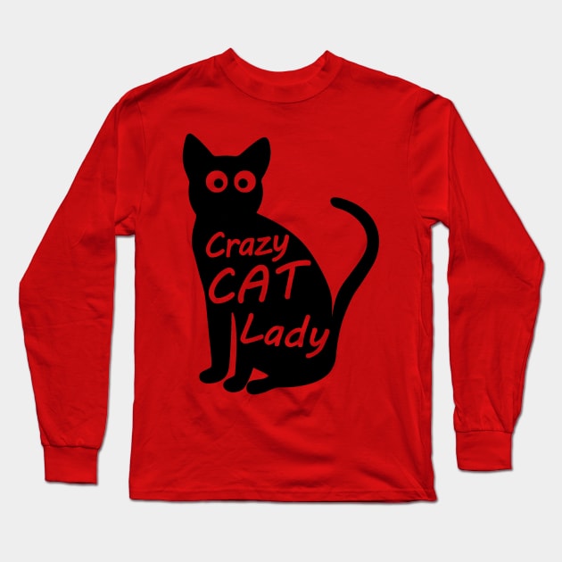 CRAZY CAT LADY BLACK Long Sleeve T-Shirt by sevencrow